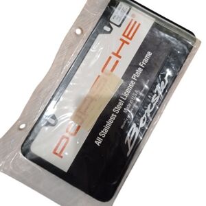 This is a genuine Porsche Boxster all stainless steel license plate frame